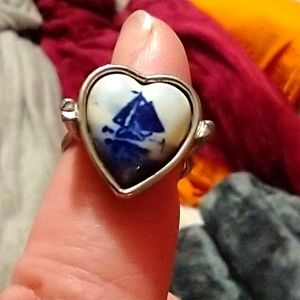 Vintage hand painted sailboat ring